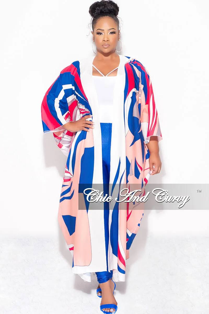 Final Sale Plus Size Caftan in Royal Blue and Fuchsia Durable Seam Construction