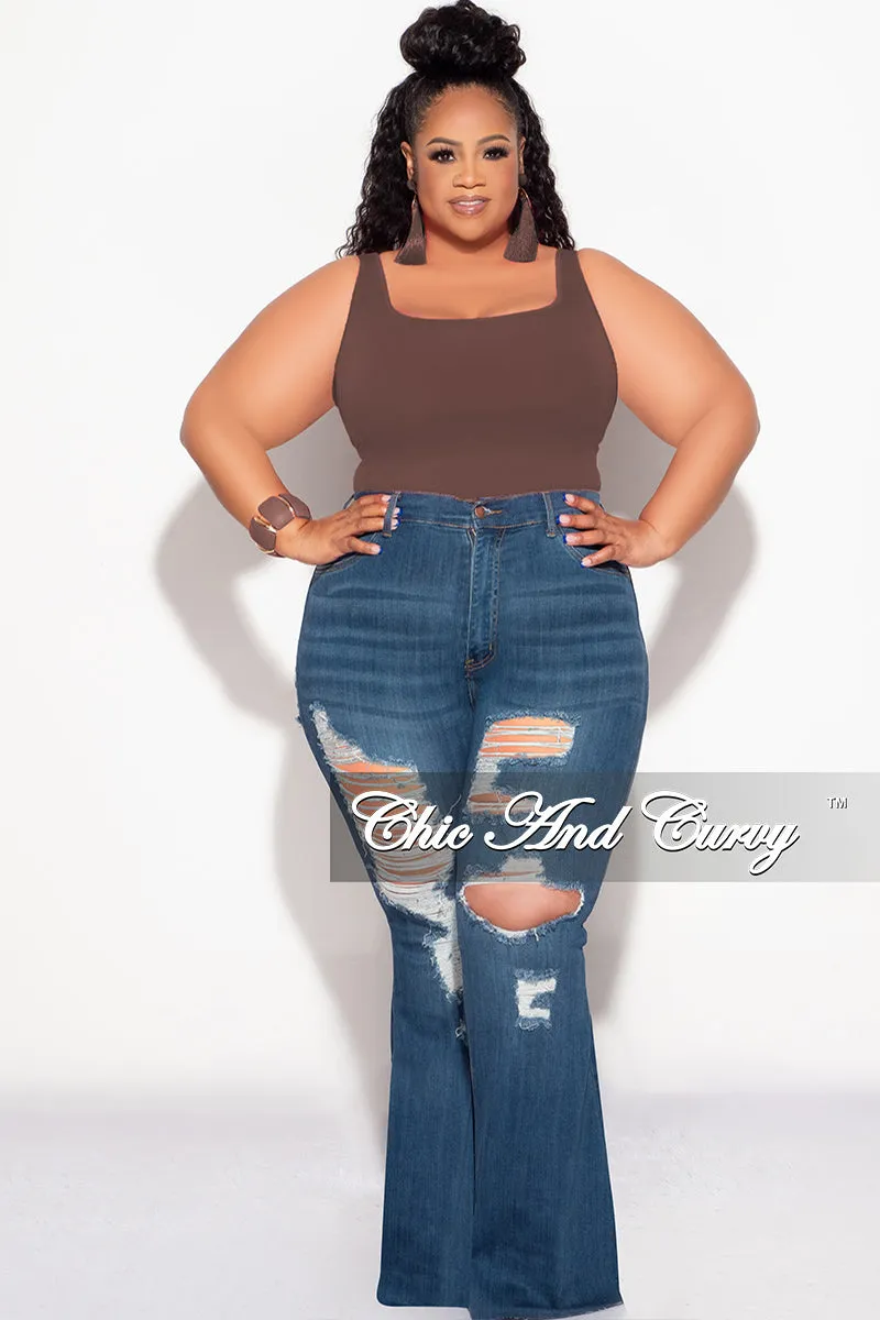 Final Sale Plus Size Camisole with Thick Straps in Chocolate Brown (Top Only) HighRiseWaistband