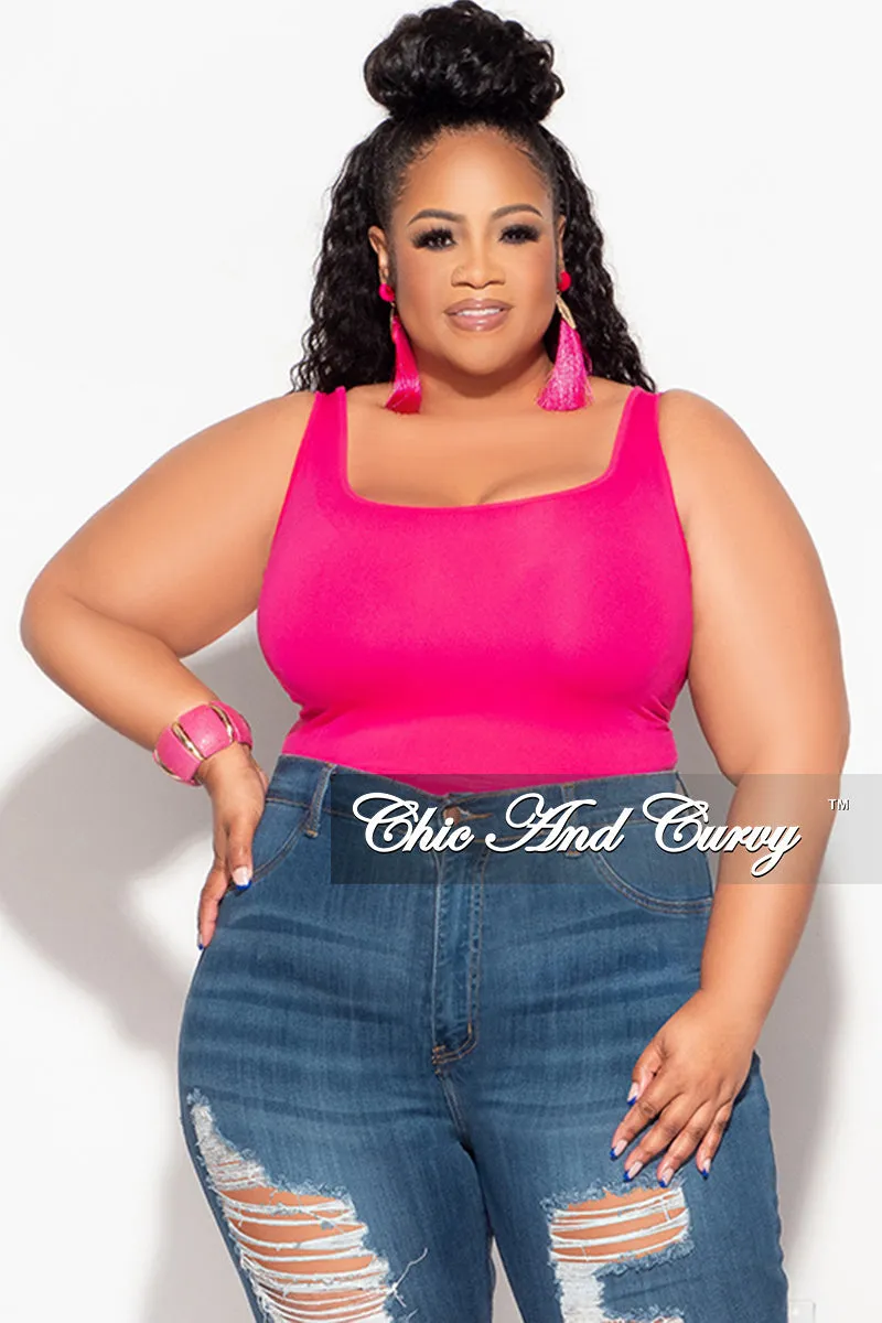 Final Sale Plus Size Camisole with Thick Straps in Fuchsia (Top Only) Breathable Design Tear Resistant Fabric