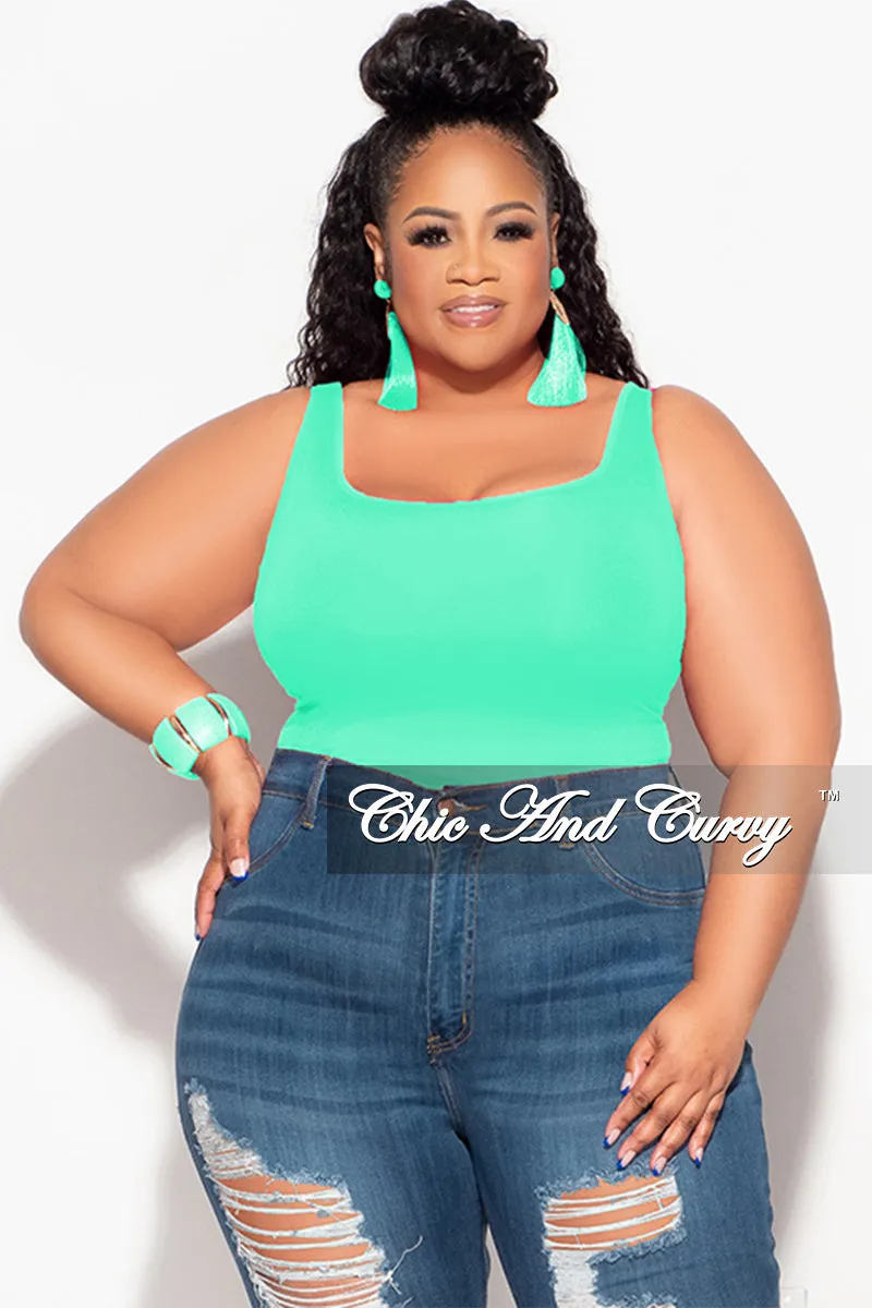 Multi Use SustainableManufacturing Final Sale Plus Size Camisole with Thick Straps in Mint (Top Only)