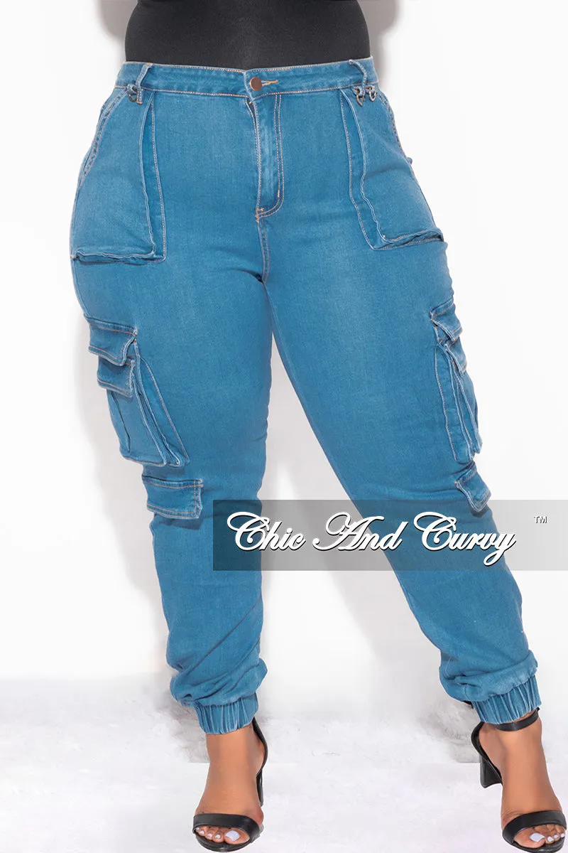 Final Sale Plus Size Cargo Jeans in Denim Tagless label