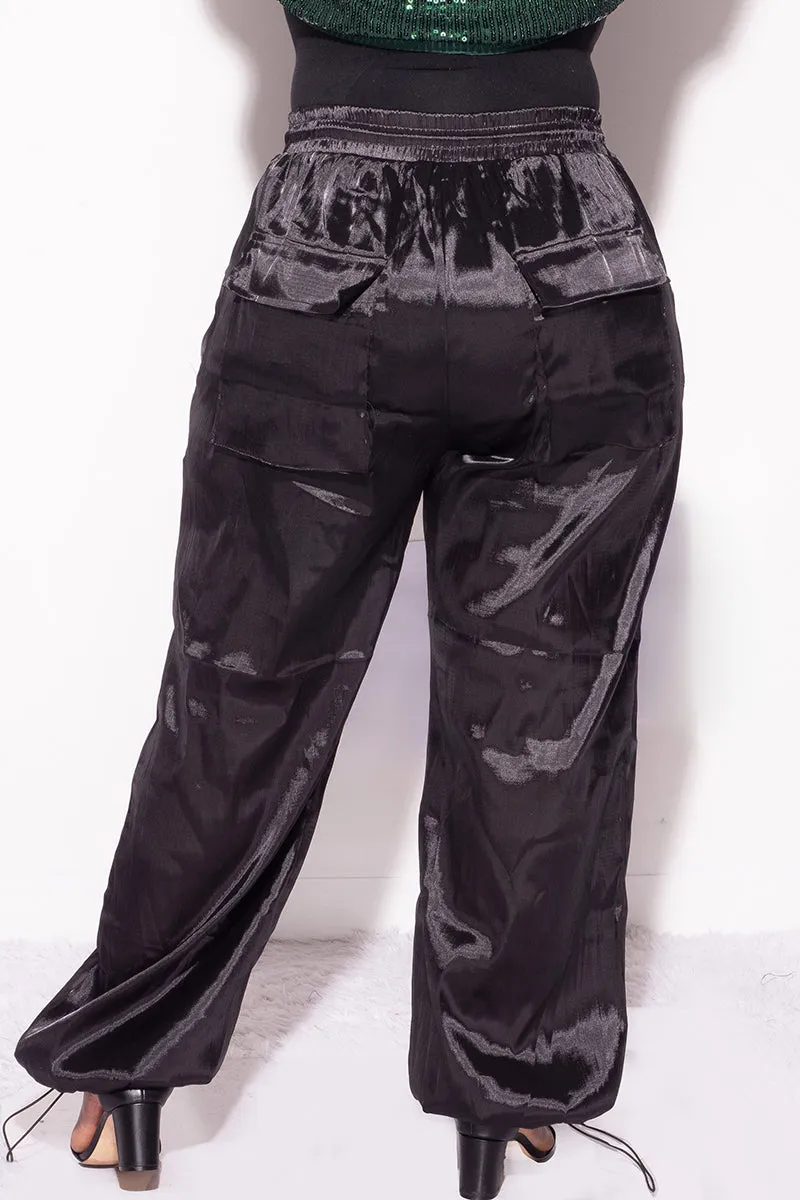 Final Sale Plus Size Cargo Pants in Black QuickReleaseBuckle Thermal Regulating Fabric