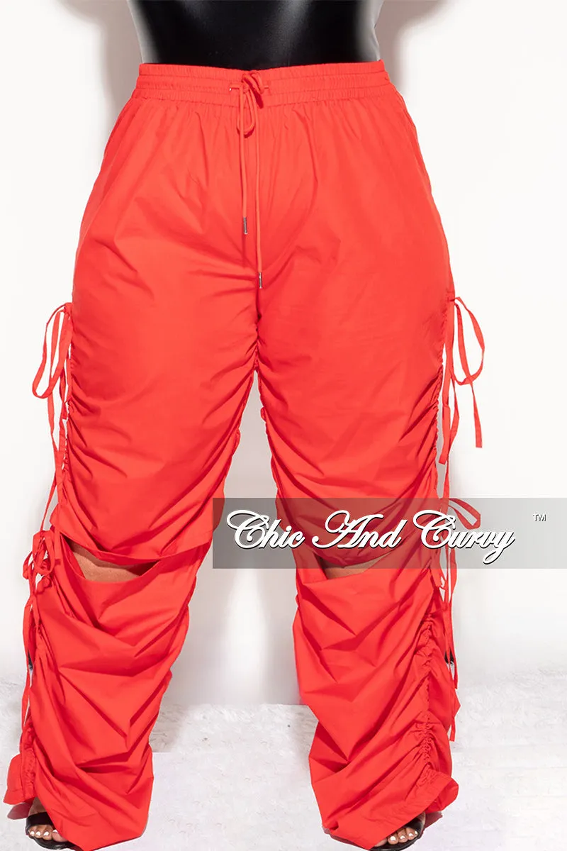 Slim wear Neutral Style Final Sale Plus Size Cargo Pants in Red