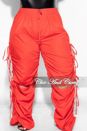 Adjustable Closure Final Sale Plus Size Cargo Pants in Red
