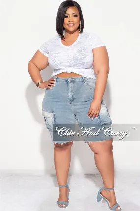 Recycled Polyester Final Sale Plus Size Cargo Short in Denim
