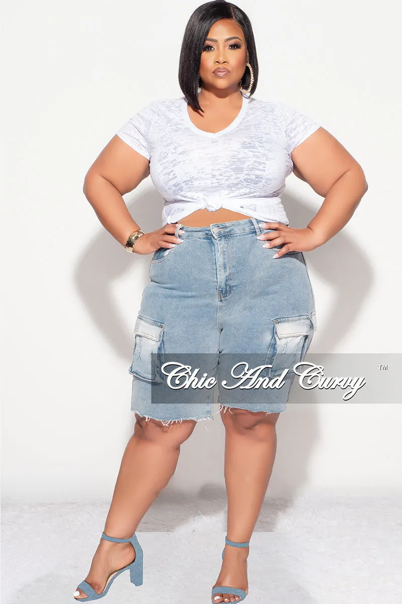 Final Sale Plus Size Cargo Short in Denim Quick Wear