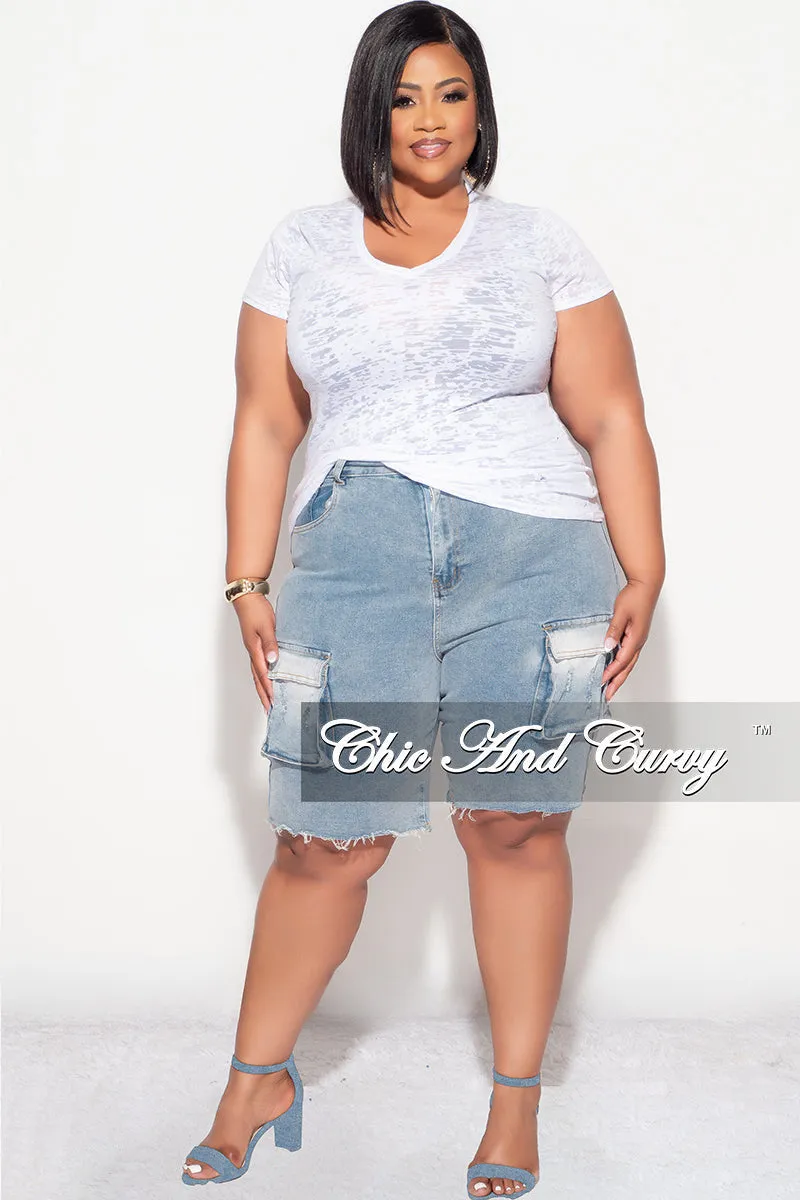Final Sale Plus Size Cargo Short in Denim Chilly Day Wear