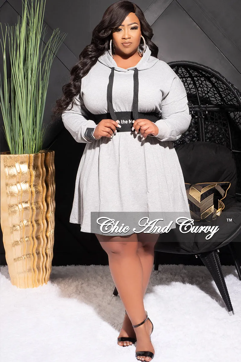 NoBuckleDesign Odor Control Tech Final Sale Plus Size Cherish The Moment Hooded Dress in Grey and Black