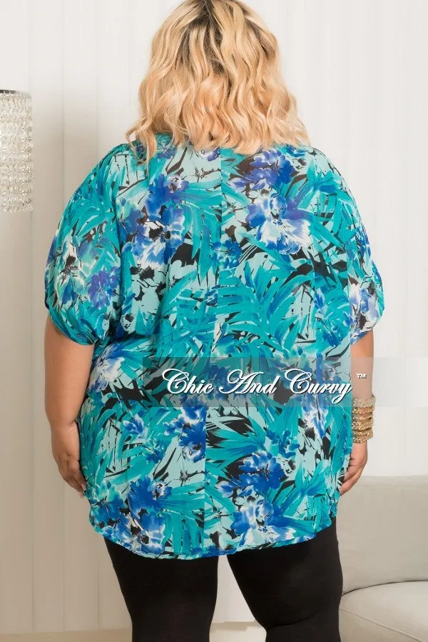 Final Sale Plus Size Chiffon Cardigan in Royal Blue,Teal and Black Urban Flex sport chic