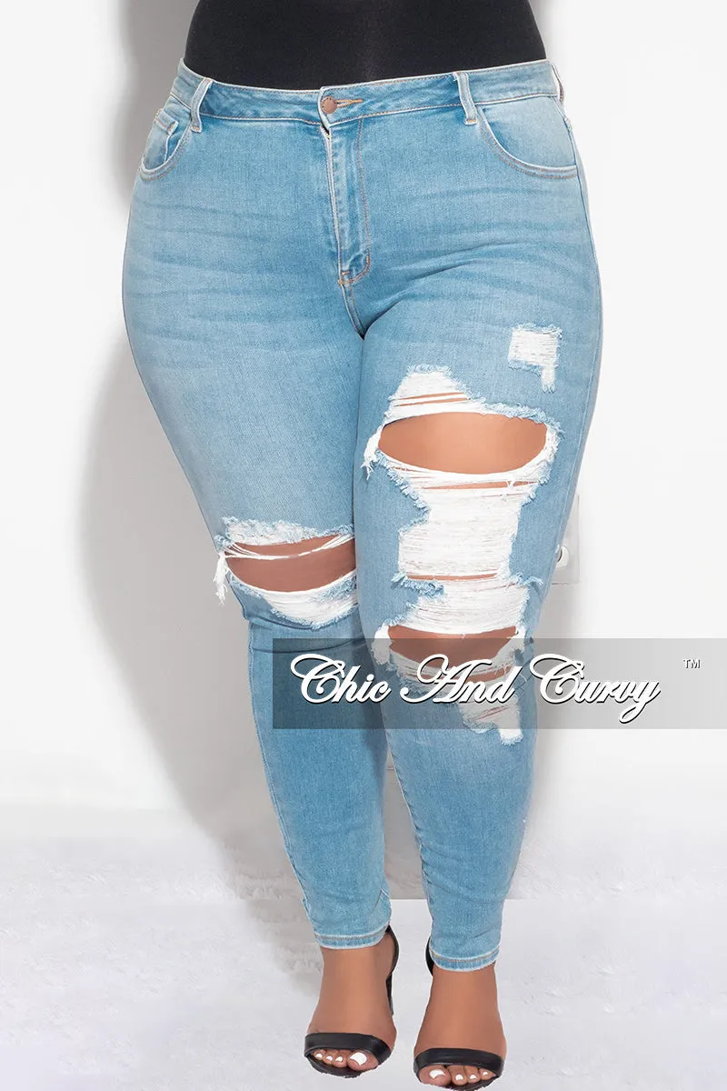 Sweat Wicking Lining Performance Ready Final Sale Plus Size Distressed Jeans in Light Denim