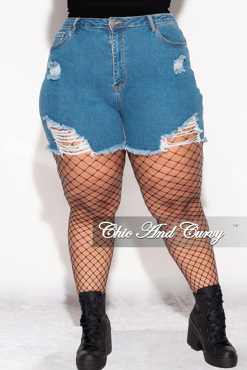 Daywear Final Sale Plus Size Distressed Shorts in Denim