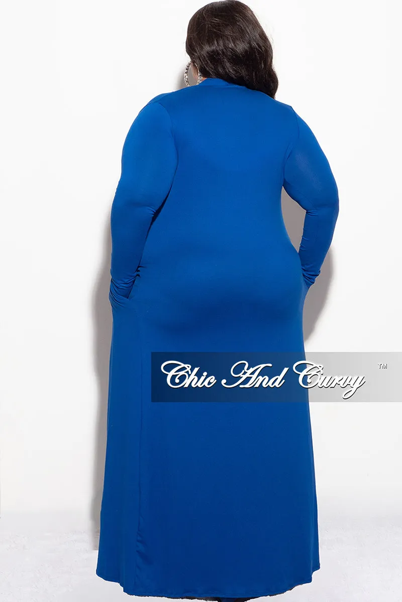 Final Sale Plus Size Duster in Royal Blue Slim Comfort Low Profile Waistband