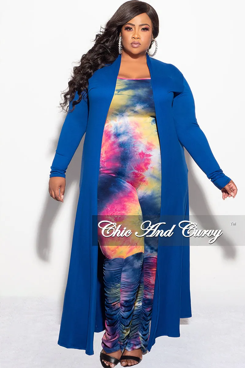 Final Sale Plus Size Duster in Royal Blue ResilientElasticBand Essential Wear