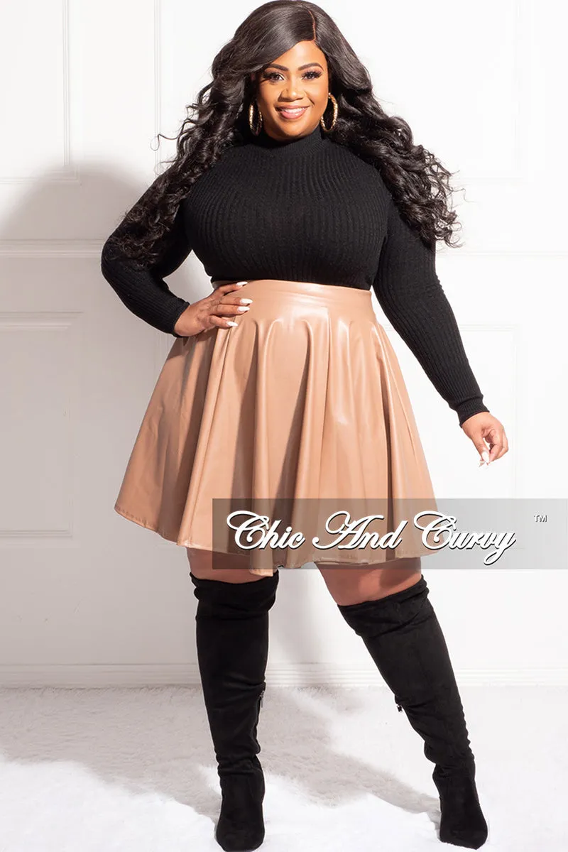 Final Sale Plus Size Faux Leather Skirt in Camel Layer Comfort Perfect Shape