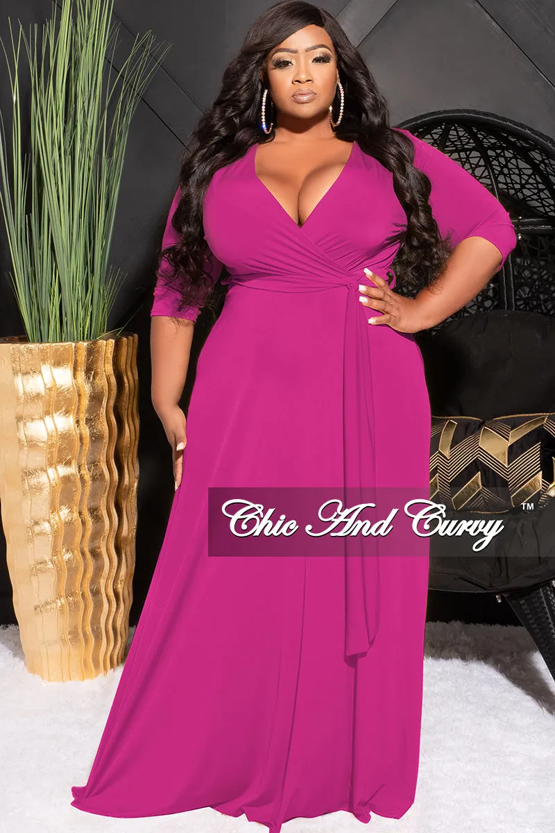 Urban Ready Versatile Fit Final Sale Plus Size Faux Wrap Dress in Magenta Purple