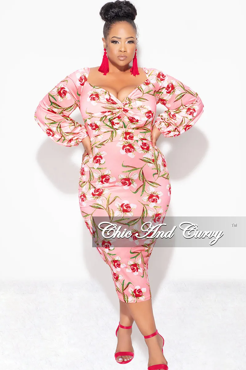 Outdoor Flex Reinforced Pockets Final Sale Plus Size Final Sale Plus Size Off the Shoulder Sweetheart BodyCon Dress in Pink Floral Print Summer