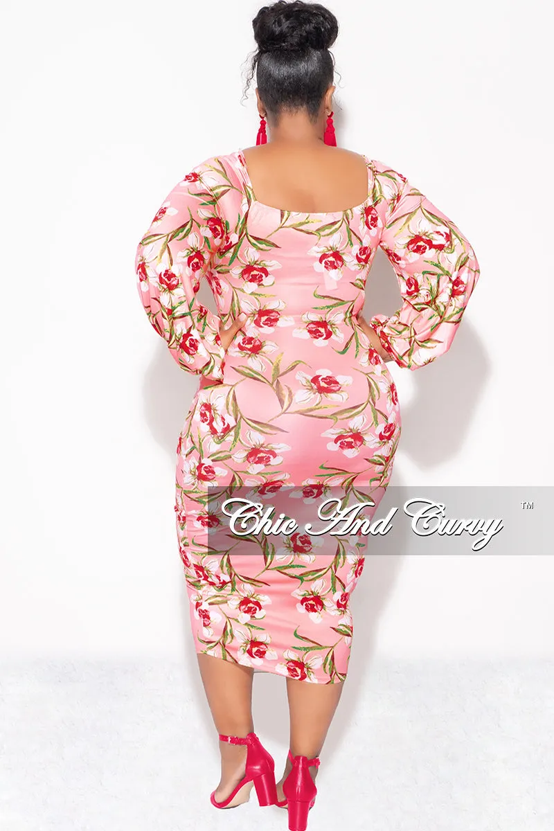 Final Sale Plus Size Final Sale Plus Size Off the Shoulder Sweetheart BodyCon Dress in Pink Floral Print Summer Sleek Design Chill Comfort