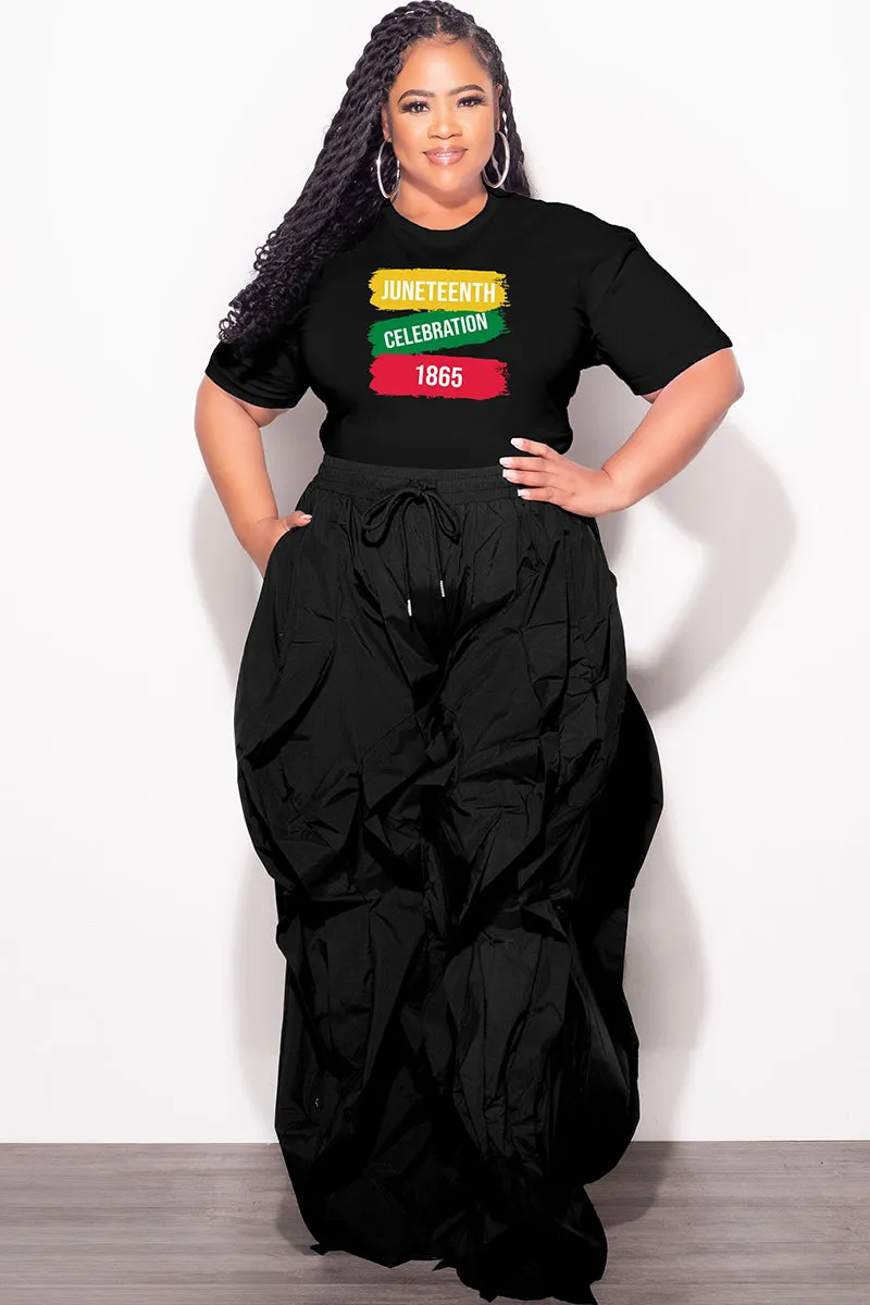 Core Essential Cool Comfort Final Sale Plus Size Fitted Black T-Shirt Juneteenth Celebration 1865