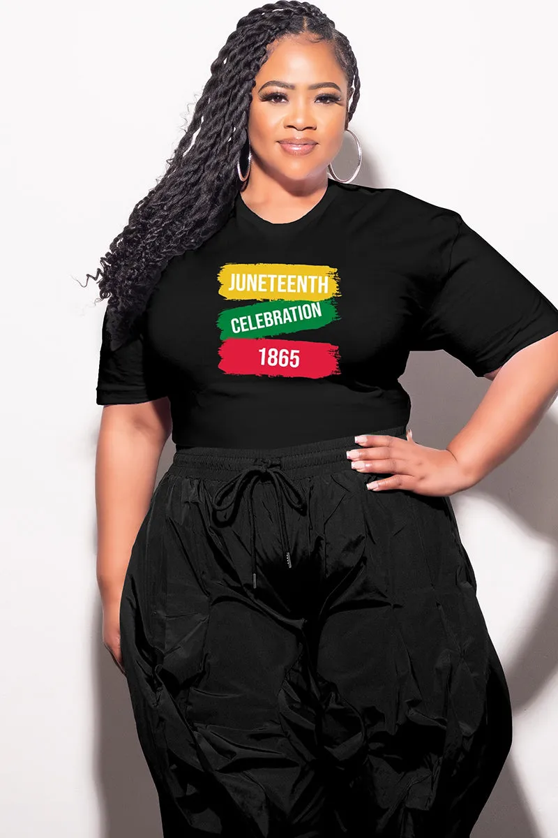 Final Sale Plus Size Fitted Black T-Shirt Juneteenth Celebration 1865 hypoallergenic material Breath Fit