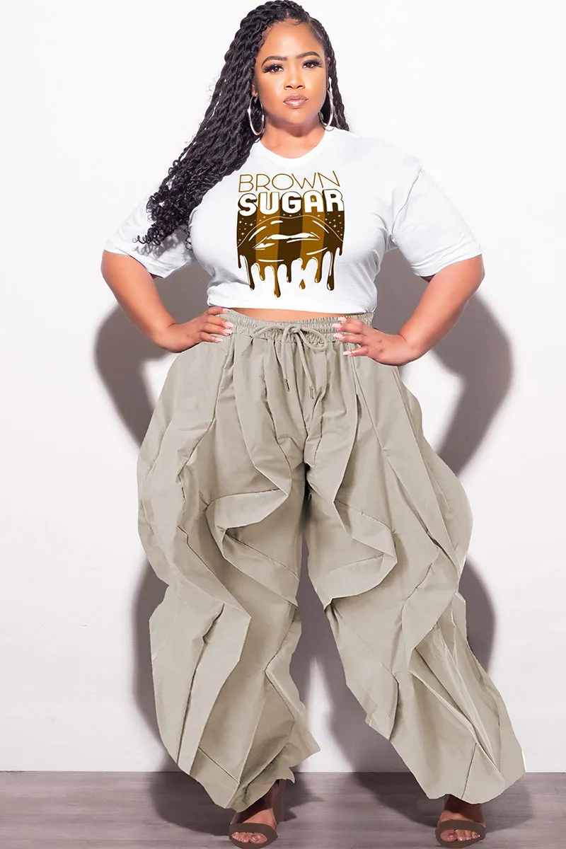 Final Sale Plus Size Fitted White Brown Sugar T-Shirt Minimal Waistband