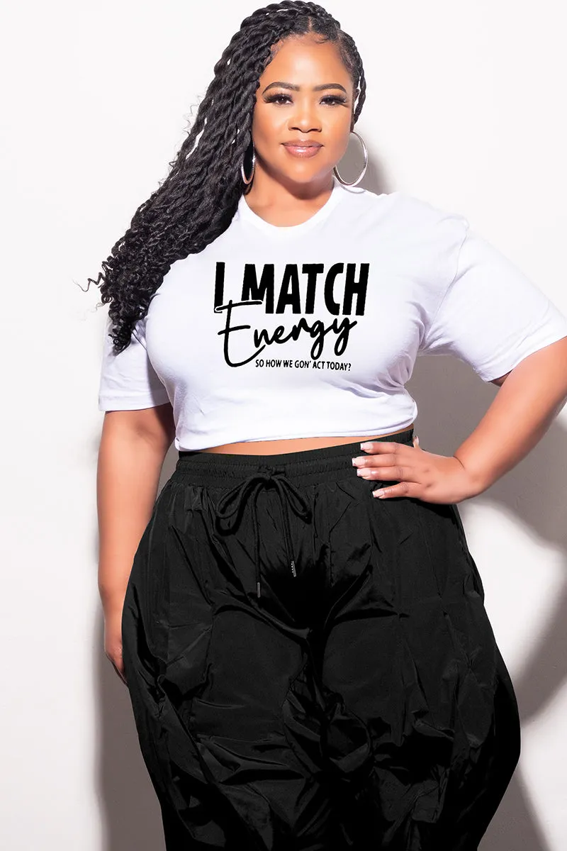 Final Sale Plus Size Fitted White T-Shirt I Match Energy Core Basic Movement Fit