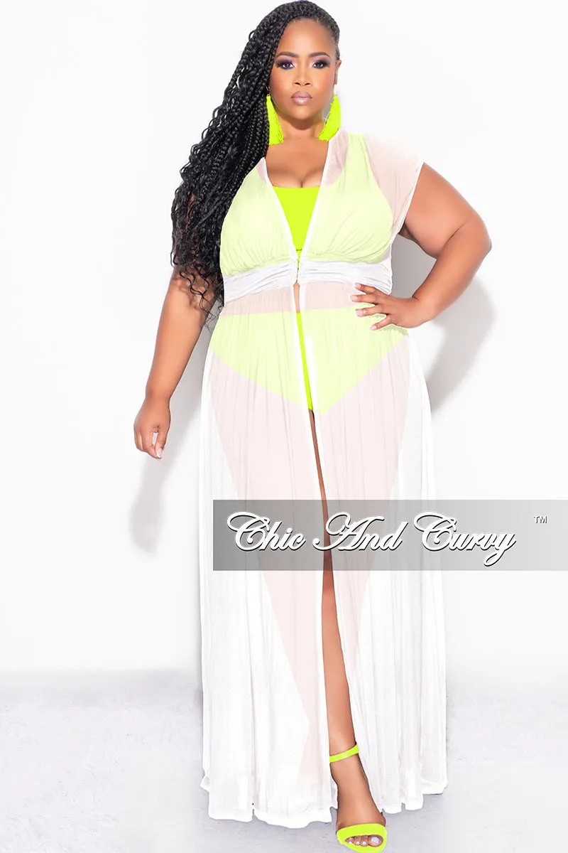 Final Sale Plus Size Goddess Cover Up / Duster in Ivory Chiffon MachineWashable Performance Ready