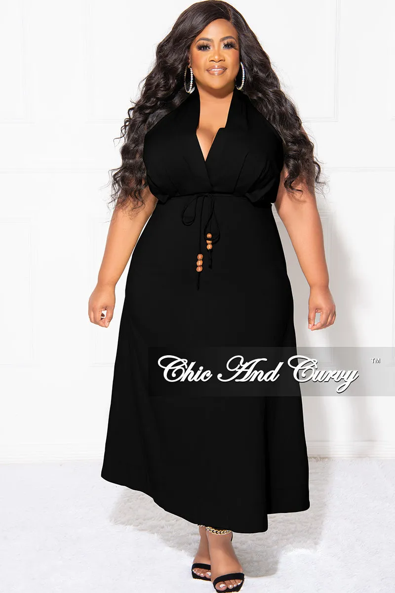 SmoothZipper Final Sale Plus Size Halter V Neck Dress in Black