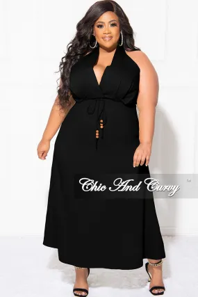 ReinforcedSeams Final Sale Plus Size Halter V Neck Dress in Black