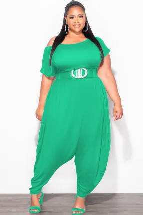 Final Sale Plus Size Harem Jumpsuit in Kelly Green Chic Appeal