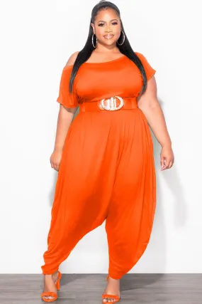 Tear Resistant Design Final Sale Plus Size Harem Jumpsuit in Orange