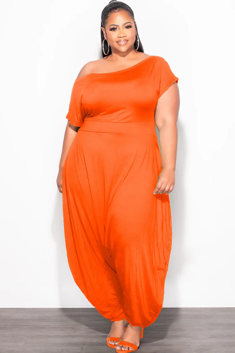 Lightweight Flex Final Sale Plus Size Harem Jumpsuit in Orange
