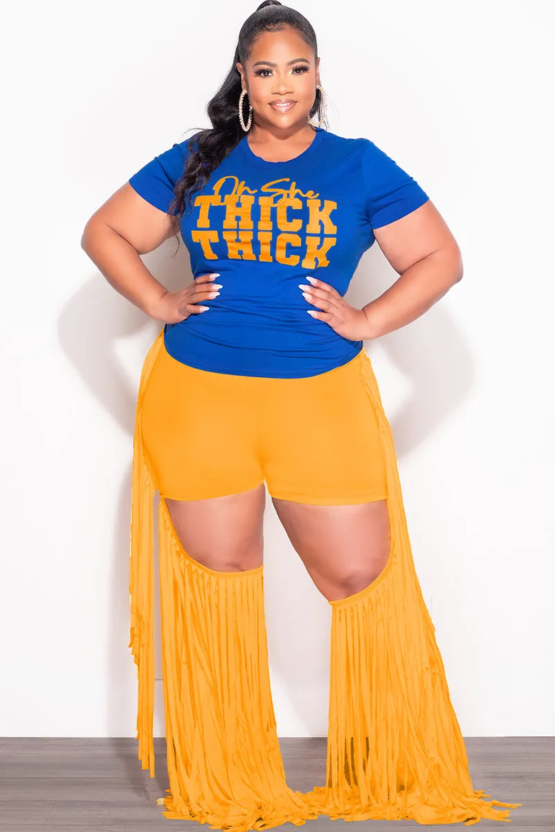 Final Sale Plus Size High Waist Cutout Chaps with Fringe Trim Pants in Mustard Yellow No Gap Waistband Quick Flex