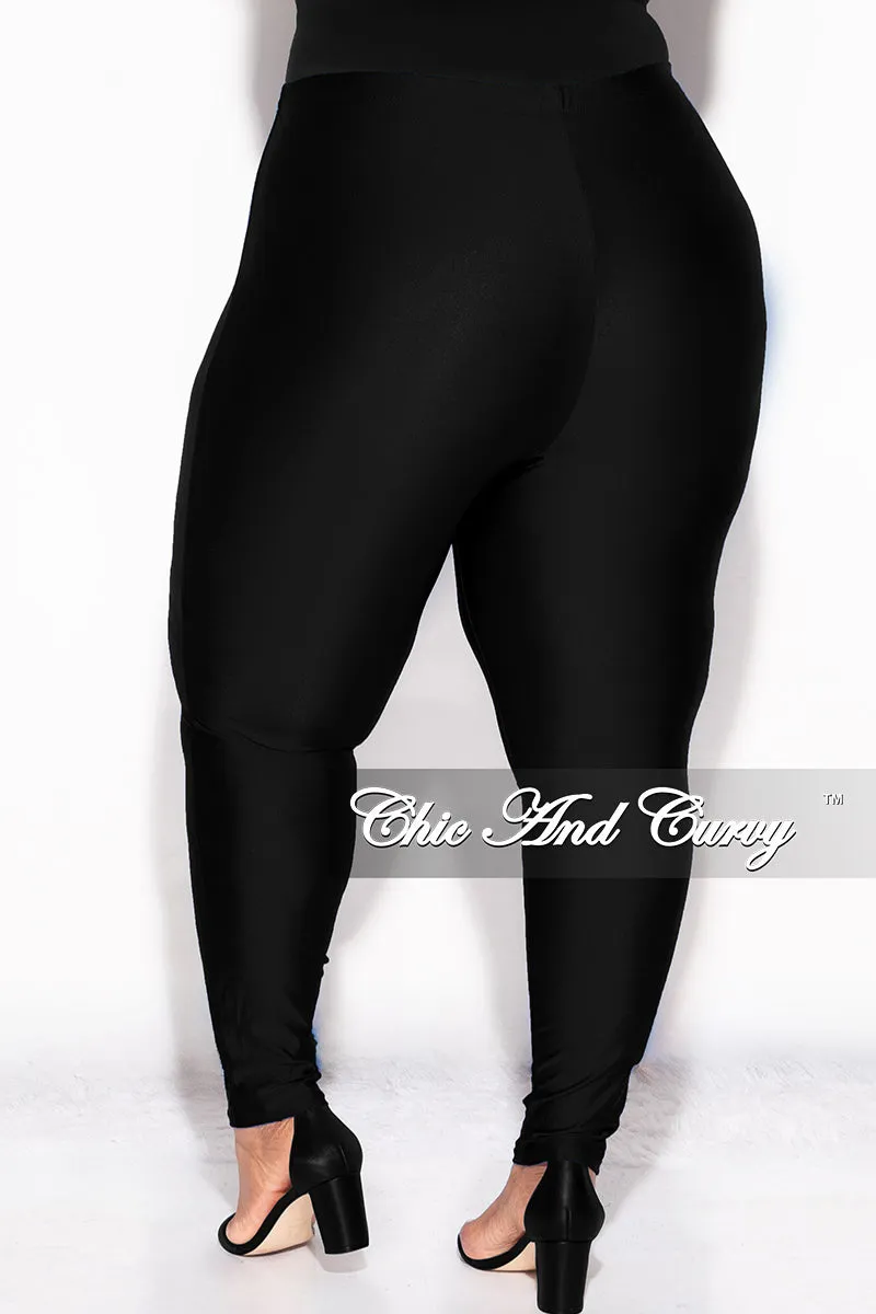QuickReleaseBuckle Final Sale Plus Size High Waisted Shiny Leggings in Black