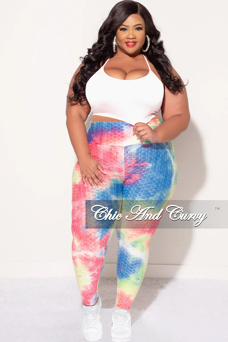 Final Sale Plus Size Honey Comb Leggings in Pink, Blue, Neon Green Tie Dye (Pants Only) Comfortable Fit Look