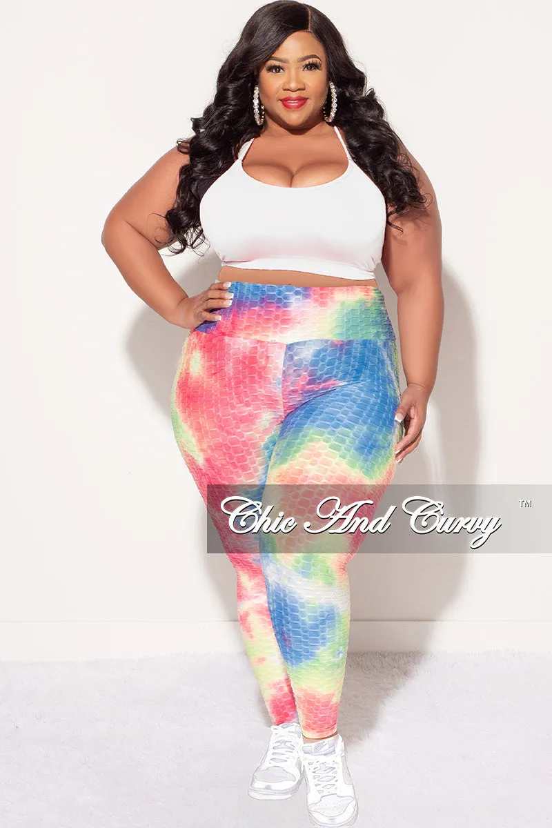 ReflectiveTrim Abrasion Resistant Fabric Final Sale Plus Size Honey Comb Leggings in Pink, Blue, Neon Green Tie Dye (Pants Only)