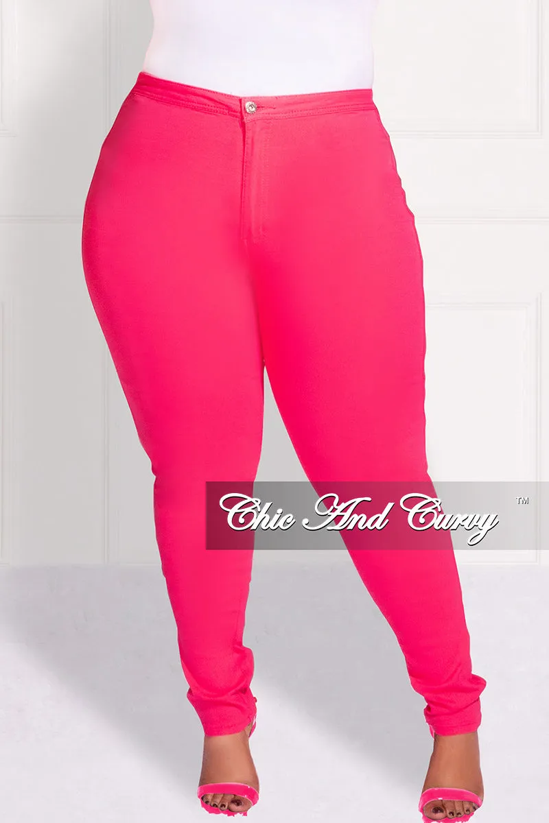 Minimal Waist Durable Seam Construction Final Sale Plus Size Jeans in Fuchsia (Jeans Only)
