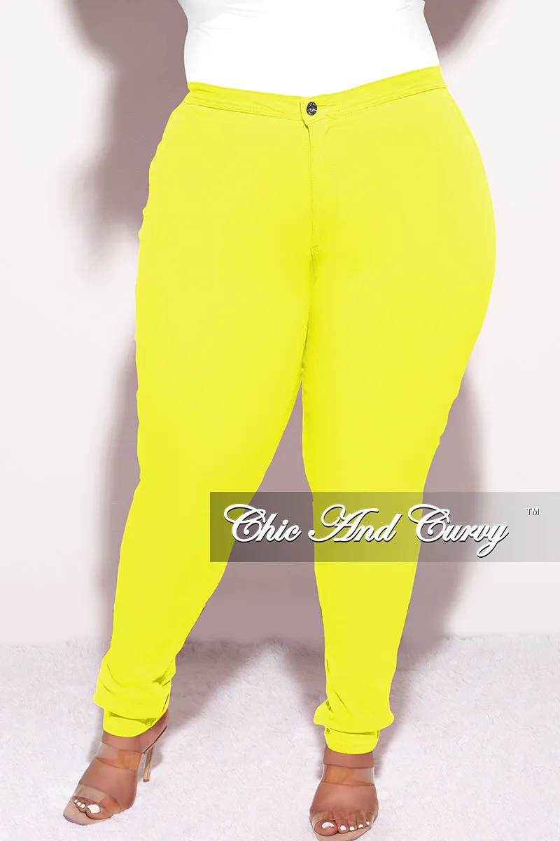 Non Irritating Tags Final Sale Plus Size Jeans in Neon Yellow (Jeans Only)
