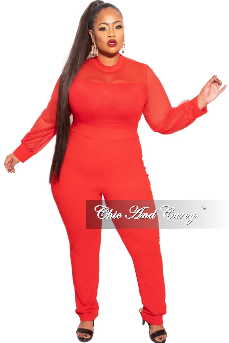 relaxed shape Final Sale Plus Size Jumper with Mesh top In Red