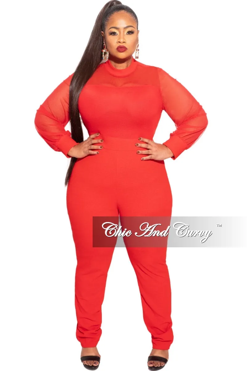 Ultra Soft Final Sale Plus Size Jumper with Mesh top In Red