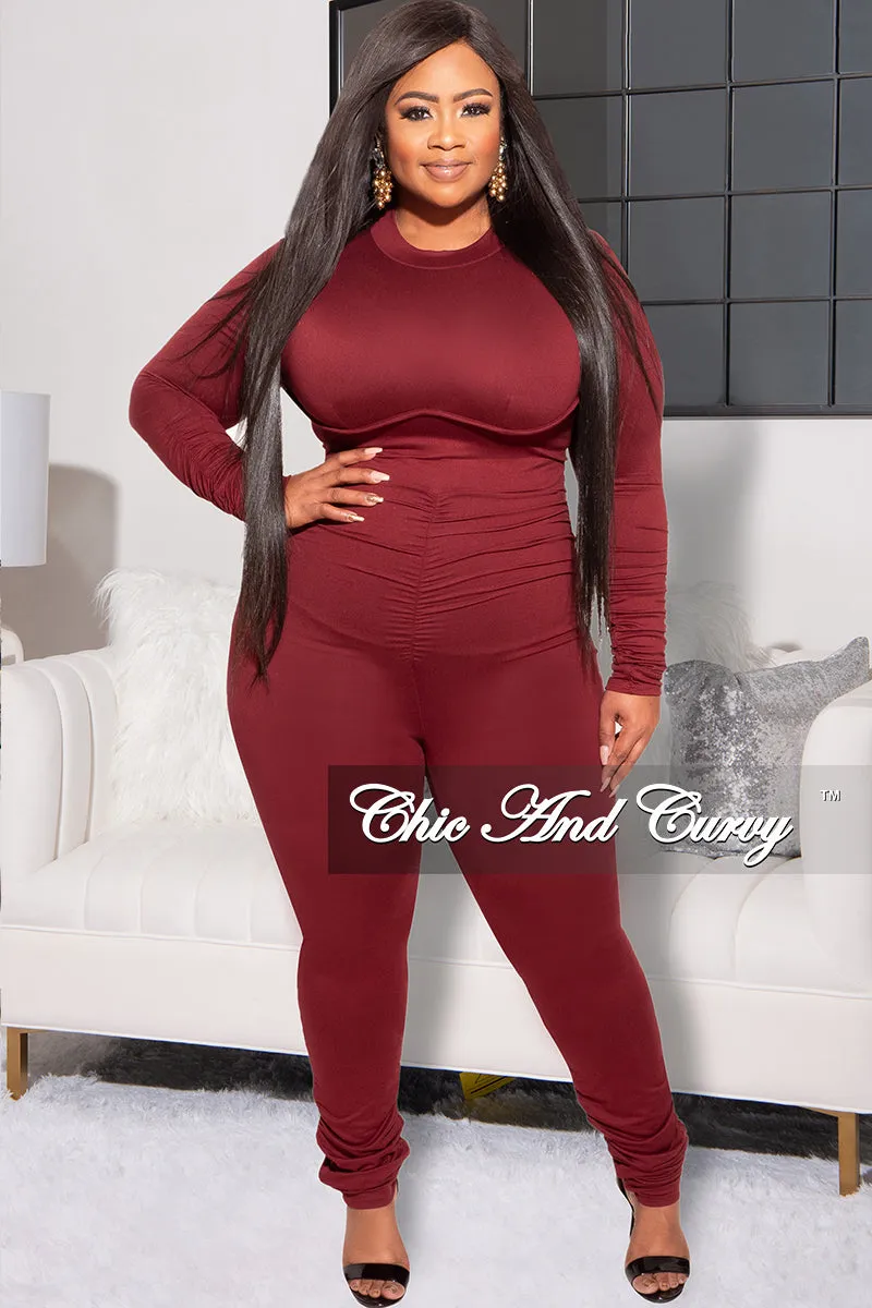 Active Look Final Sale Plus Size Jumpsuit / Catsuit in Burgundy
