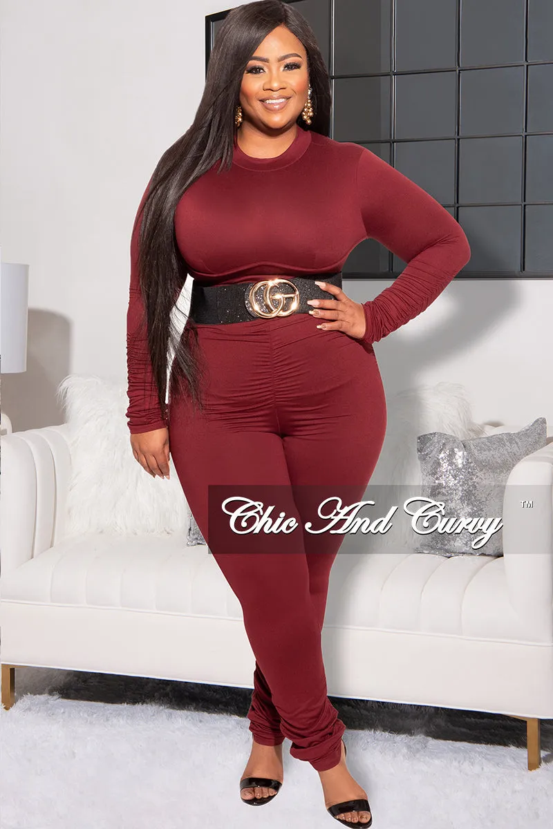 SmoothZipClosure Cozy Stretch Fit Final Sale Plus Size Jumpsuit / Catsuit in Burgundy