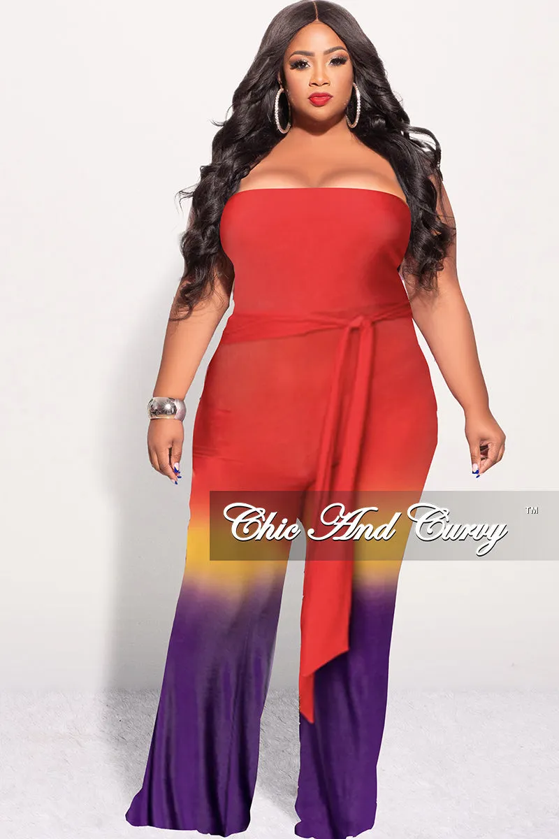 Final Sale Plus Size Jumpsuit in Red, Mustard & Purple Sporty Fit wrinkle free