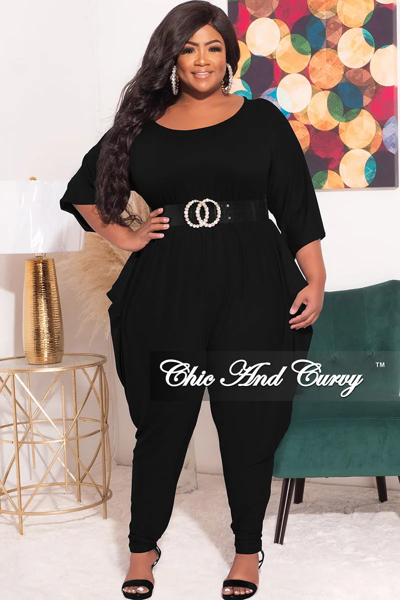 Final Sale Plus Size Jumpsuit with Harem Effect in Black OdorResistant Modern Comfort