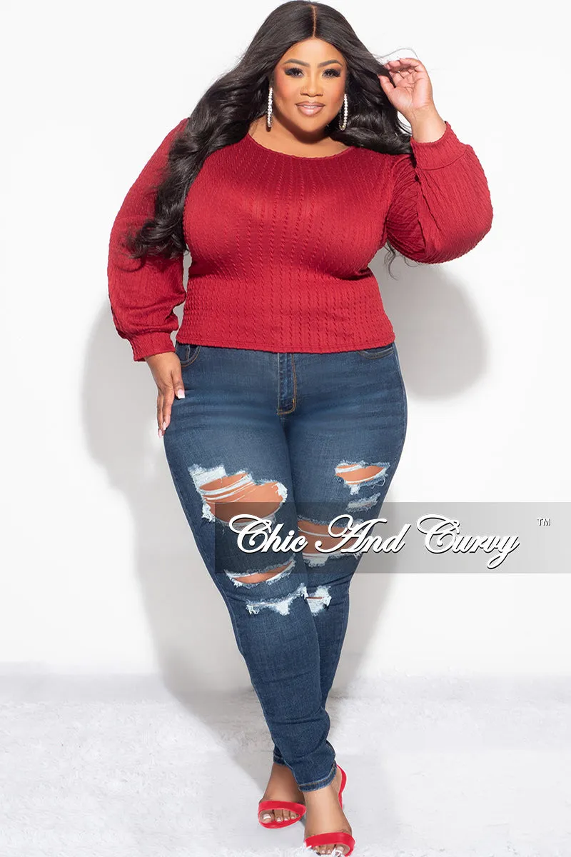 ComfortFit Breathable Layer Final Sale Plus Size Knit Long sleeve Top in Burgundy
