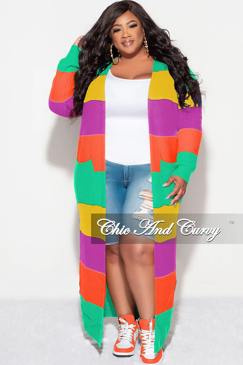Final Sale Plus Size Knit Sweater Duster Green Mustard Purple and Orange Classy Fit Cozy and Soft