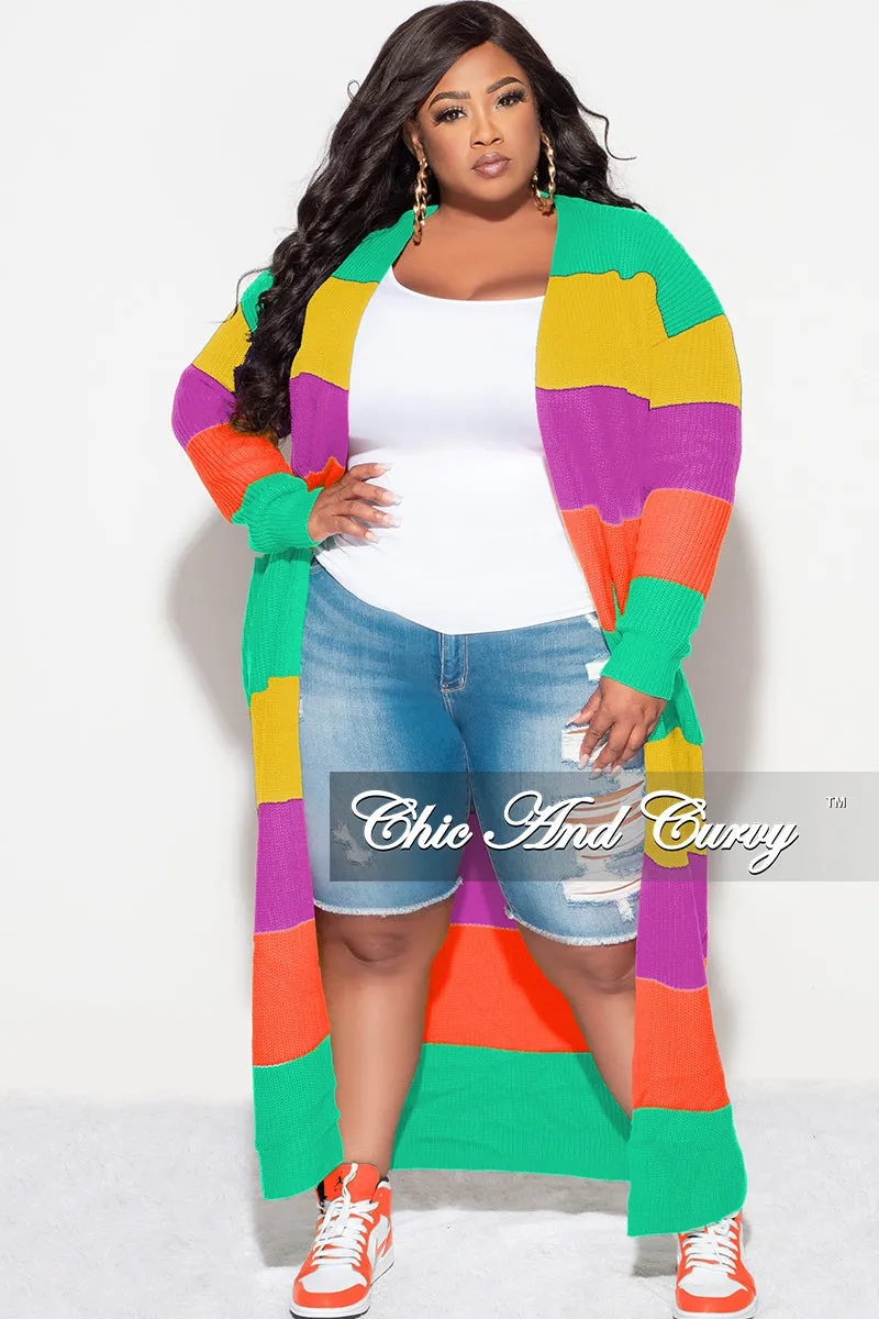 Eco Friendly Dye Final Sale Plus Size Knit Sweater Duster Green Mustard Purple and Orange