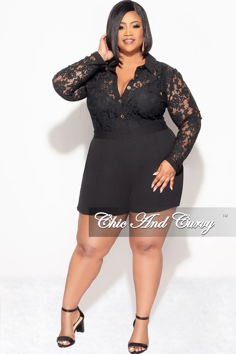 Easy Stretch Final Sale Plus Size Lace Romper in Black