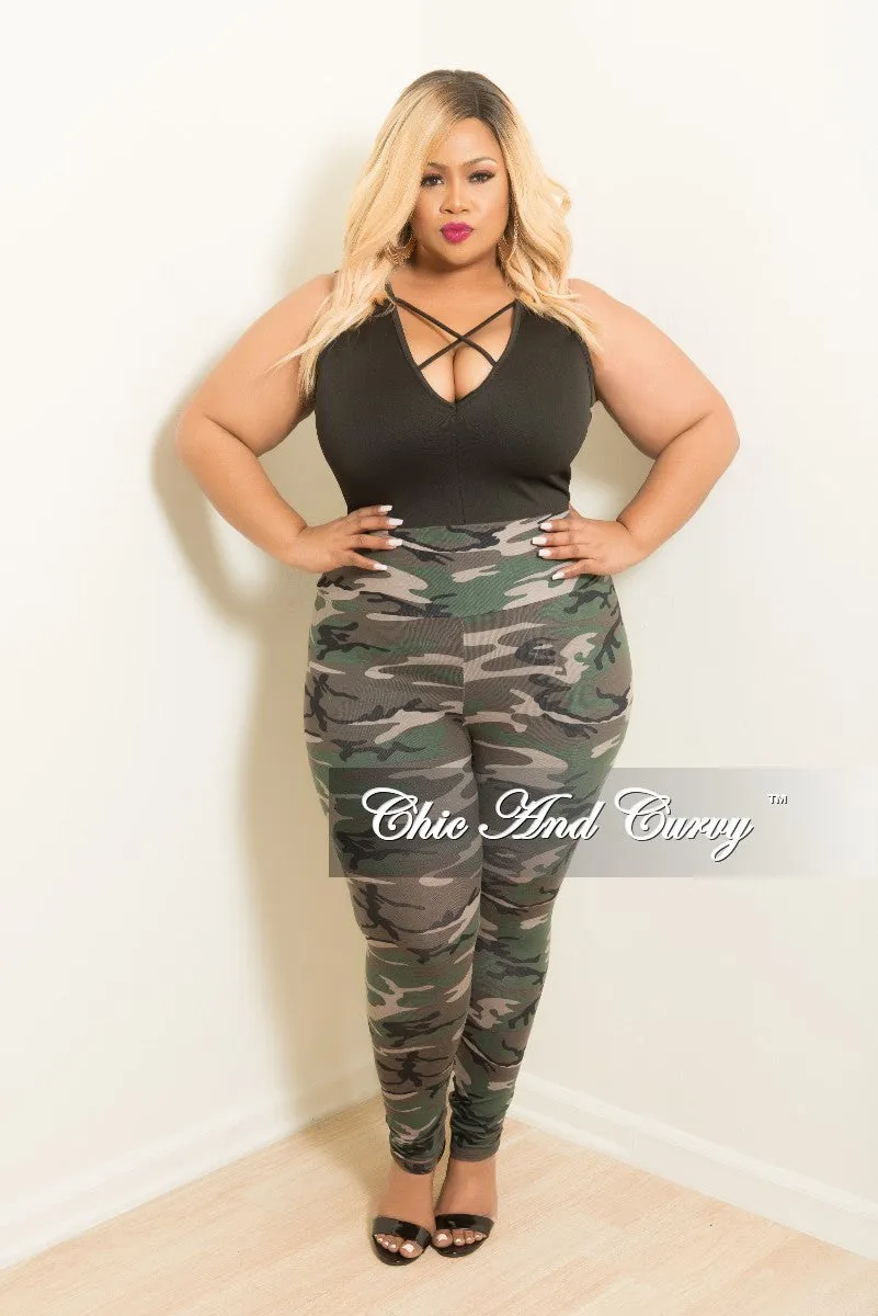 Final Sale Plus Size Leggings in Camouflage Print Zero Waste Manufacturing Stay Cool