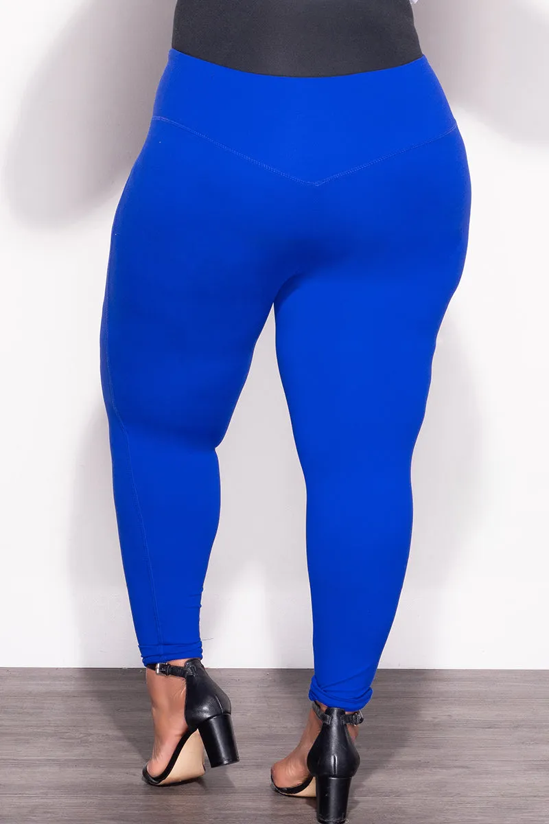 Low Profile Waistband Final Sale Plus Size Leggings in Royal Blue