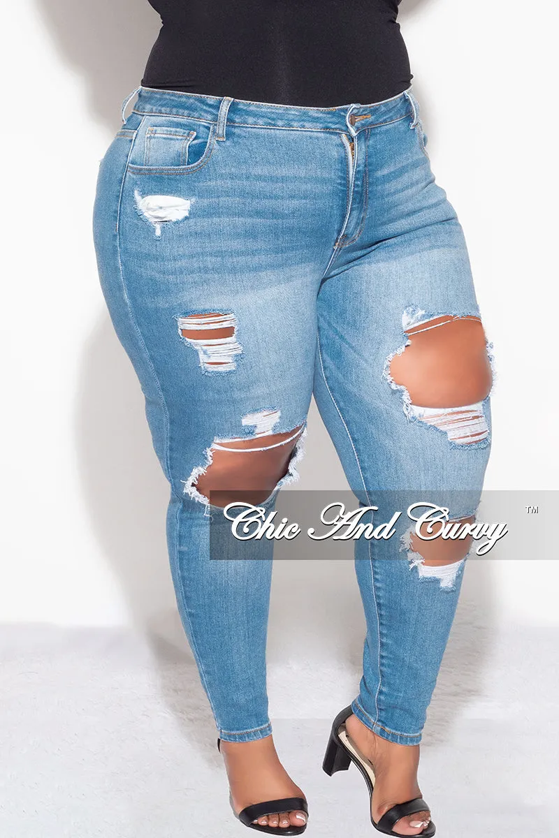 Seamless construction Final Sale Plus Size Light Denim Pants
